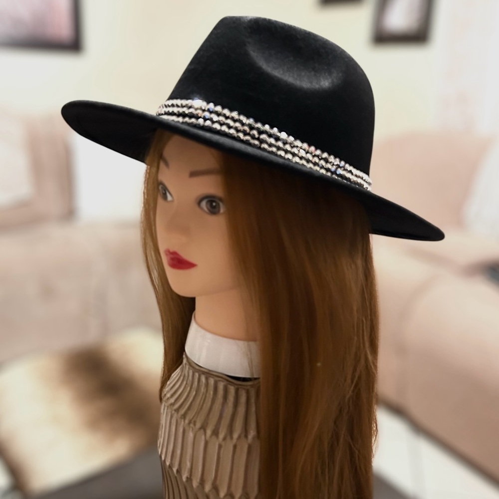 Elegant Black Hat with Silver Accents